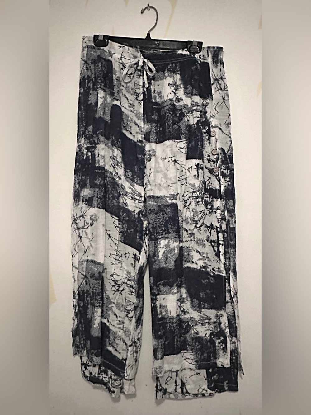 Dark Blue  Patterned Casual Pants